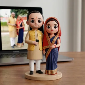 Our Work 39 Charming chibi style couple 3D portrait by Artiqra with premium hand painted resin finish for anniversary gift Dubai