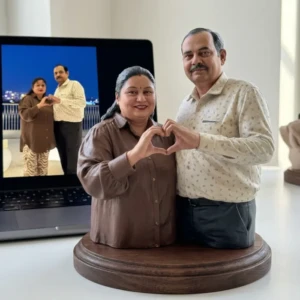 Our Work 44 Custom wedding gift UAE from Artiqra.com featuring realistic hand-painted couple portrait in 3D resin