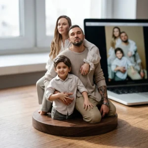 Our Work 48 Premium 3D family portrait Dubai for corporate gift with smooth finish and realistic facial expressions by Artiqra