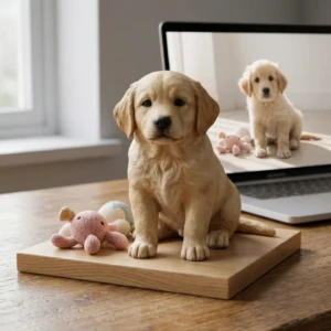 Our Work 76 Personalized dog 3D figurine by Artiqra.com in premium resin for birthday gift with lifelike facial detailing
