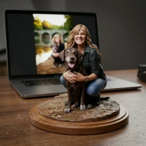 Our Work 55 Realistic handmade 3D figurine of pet and owner from Artiqra.com for a premium anniversary gift in UAE