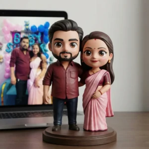 Our Work 18 Premium resin chibi 3D printed figurine for wedding gift in Dubai with realistic facial expressions from Artiqra.com