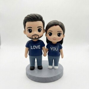 Our Work 87 Custom chibi 3D portrait by Artiqra for cute anniversary gift Dubai with premium hand painted resin finish