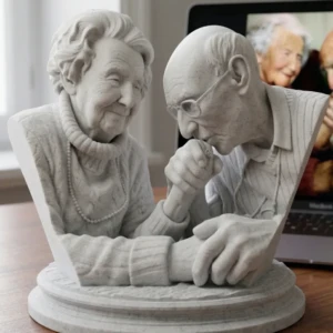 Our Work 60 Custom 3D couple bust by Artiqra with luxury marble finish for unique personalized gift UAE delivery