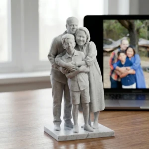 Family 3D Portrait Sculpture UAE - Marble Finish handcrafted by Artiqra for customers across the UAE. Family 3D Portrait Sculpture UAE - Marble Finish - family 3D portrait sculpture UAE by Artiqra UAE