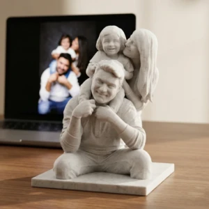 Our Work 71 Premium 3D family portrait sculpture for wedding gift in UAE with custom full body detailing and resin finish