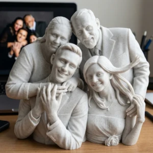 Our Work 75 Unique custom 3D printed family figurine from Artiqra for anniversary gift with high definition resin finish