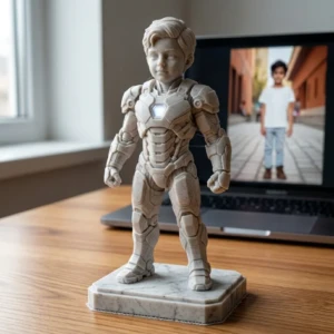 Our Work 77 Handmade superhero avatar collectible in UAE with marble texture for graduation gift by Artiqra