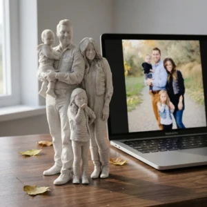 Our Work 72 Custom family 3D portrait sculpture from Artiqra.com with premium marble finish and realistic facial detailing