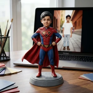 Our Work 58 Custom superhero 3D figurine by Artiqra for birthday gift in Dubai featuring hand-painted resin armor details