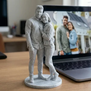 Couple 3D Portrait Sculpture UAE - Marble Finish handcrafted by Artiqra for customers across the UAE. Couple 3D Portrait Sculpture UAE - Marble Finish - couple 3D portrait sculpture UAE by Artiqra UAE