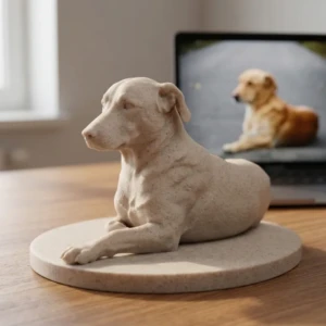 Our Work 49 Lifelike 3D printed pet figurine for birthday gift UAE with hand painted fur textures and realistic pose