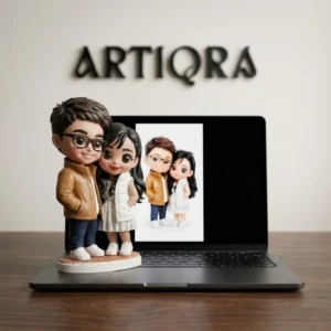Our Work 23 Cute personalized chibi couple figurine by ARTIQRA UAE, custom cartoon mini statue from photo, unique anniversary and wedding gift idea