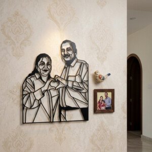 Personalized Geometric Portrait Frame UAE handcrafted by Artiqra for customers across the UAE. Personalized Geometric Portrait Frame UAE gallery image for geometric portrait frame UAE by Artiqra UAE