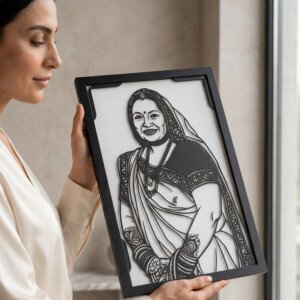 Personalized Geometric Portrait Frame UAE handcrafted by Artiqra for customers across the UAE. Personalized Geometric Portrait Frame UAE gallery image for geometric portrait frame UAE by Artiqra UAE