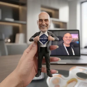 Our Work 2 Custom mini statue for corporate gift in UAE with realistic facial features and iconic wobble from Artiqra.com
