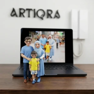 Our Work 25 Personalized family chibi sculpture from photo by ARTIQRA UAE, custom cartoon family figurine with child, unique family keepsake gift