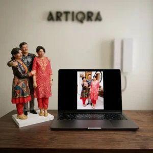 Our Work 24 Personalized realistic family portrait sculpture handcrafted from photo by ARTIQRA UAE, custom 3D family figurine gift with detailed likeness
